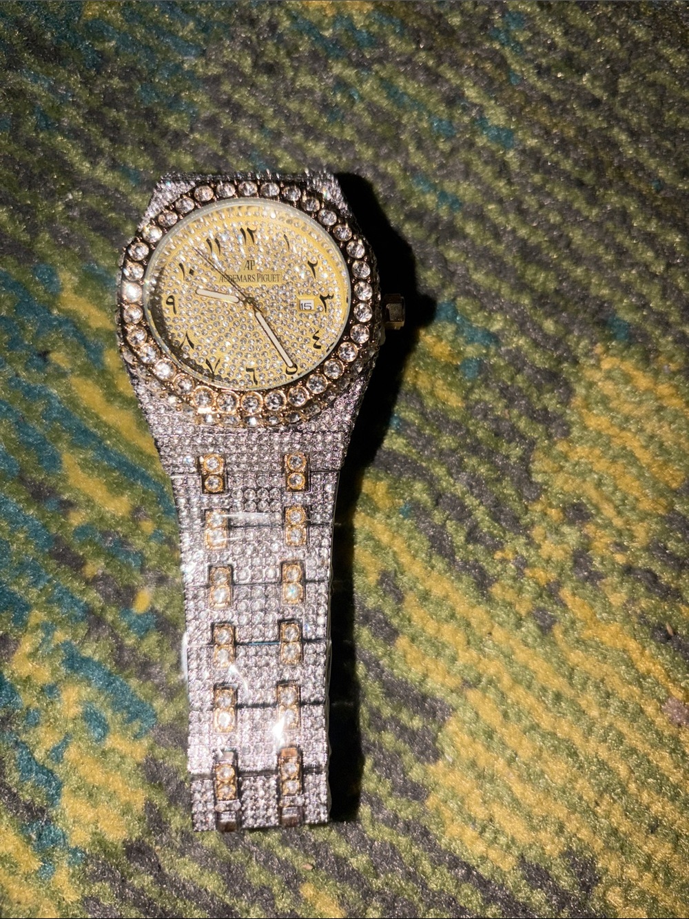 AP Men's Gold-Tone Crystal Dress Watch - Sparkling Silver Band Iced Out - Picture 7 of 11